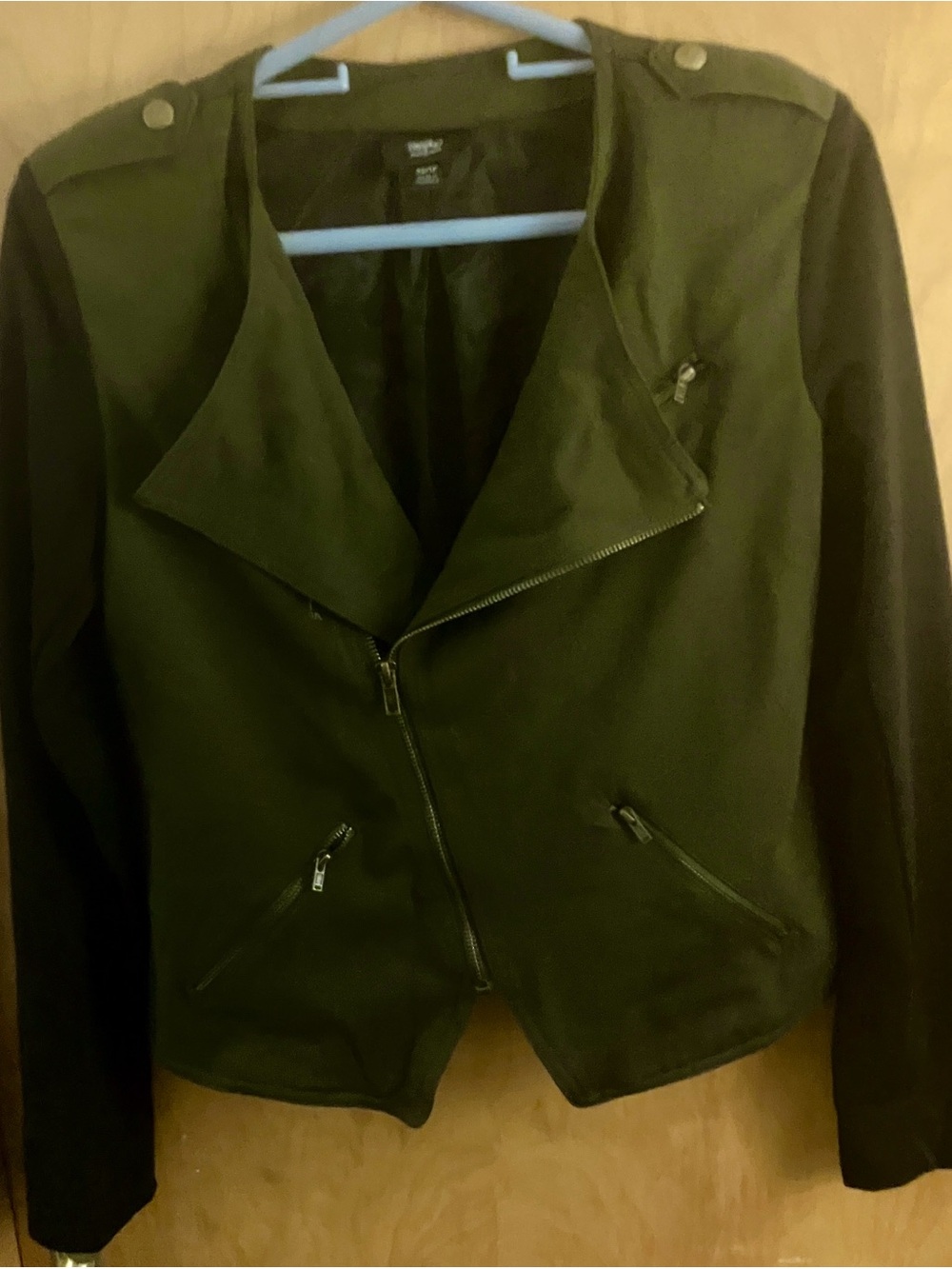 Mossimo Supply Co. Olive Green and Black Moto Bomber Jacket